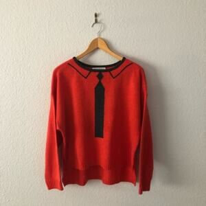 WILDFOX Red Dinner Party Vintage Tie Sweater NWT